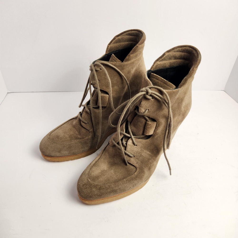 Stuart‎ Weitzman Women's High Top Ankle Lace-up Suede Boots Tan Size 8M